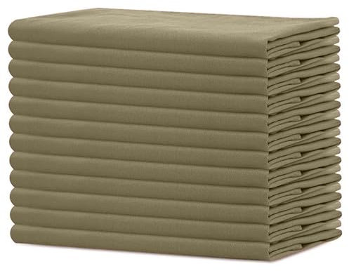 Sweet Needle Servietten, 100% Baumwolle, übergroß, 45 x 45 cm, Khaki, Schwerer Stoff für den täglichen Gebrauch, mit gehrten Ecken, 12 Stück