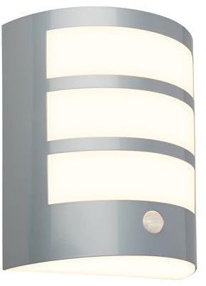 BRILONER - LED Wandleuchte ohne Stromanschluss mit Bewegungsmelder, Dämmerungssensor, 20 sek. Timer, Wandlampe Akku, Wandbeleuchtung außen, Außenleuchte, Outdoor Lampe, 18x15x7 cm, Chrom-Matt