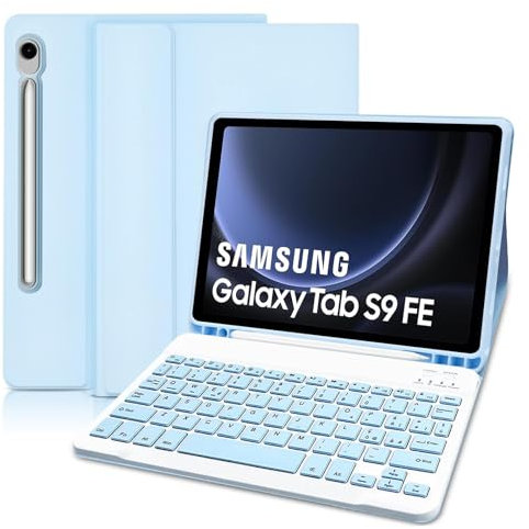 COEZFE Custodia con Tastiera per Samsung Galaxy Tab S9 FE 10.9”/ S9 11” 2023, Italiano QWERTY Tastiera Bluetooth Magnetica, Custodia Tastiera per Samsung Galaxy Tab S9 FE 10.9 pollice, Blu