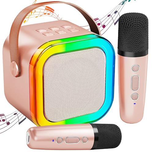 [2025] Karaoke Maschine mit 2 Karaoke Mikrofonen Musikinstrumentzubehör: Wowstar Karaoke Anlage mit 2 Mikrofonen - Mini Karaoke Maschine - Lautsprecher Karaoke Box Set - Geschenke für Mädchen