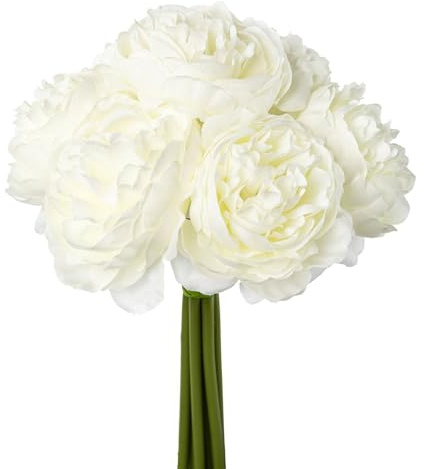 CREATIV green künstliches Rosenbouquet in weiß I dekoraktiver Rosenstrauß I künstliche Rosen mit Grün I Rosen für Vase & als Deko I hochwertige & dekoratives Blumenbouquet I Blumenstrauß künstlich