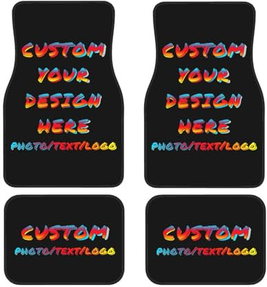 Personalisierte Auto-Fußmatten komplettes 4 Stück, Universal Custom Auto-Fußmatten, Auto-Fußmatten mit Personalisiertes Bild Text Logo, 4 Stück für die meisten Fahrzeuge