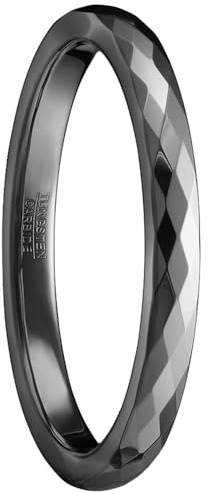 083BASE Ringe Damen/Herren Silber 2mm breit Kuppelform und Comfort Fit Design Stein Unisex Wolfram Ringe für