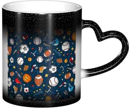 Tazza da 325 ml, con cielo stellato, carino, per caffè e tè, baseball, basket, calcio, hockey, tazze da caffè in ceramica per donne e uomini