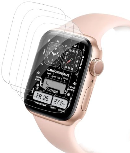 Carantee Schutzfolie für Panzerglas für Apple Watch Series 4/5/6/se 44mm Schutzglas, 4 Stück Blasenfrei Displayfolie für Apple Watch se 44mm Folie, Sensitive Touch für iWatch 44mm Displayschutz