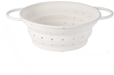 Colador de fideos plegable, cesta de filtro, colador de fideos, cestas de filtro de silicona, colador plegable, colador de cocina, colador de cocina, colador de pasta ordenado (blanco)