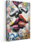 MuchoWow© Leinwand Bilder 40x60 cm Wanddeko Wohnzimmer Aesthetic Room Decor Deko Zimmer Wandbilder Modern Bild auf Leinwand Straßenkunst - Lippen - Kuss - Graffiti