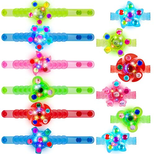 JOYIN 24 Stück LED-Leuchtarmbänder Spinner Armband als Mitgebsel Kindergeburtstag, Light-Up-Fidget-Spinner-Armbänder als leuchtendes Spielzeug für Kinder