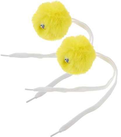 TOYANDONA 2 Stück Skate Fell Ball Rollschuhe Schlittschuhe Bommel Ball Rollschuh Zubehör Regenbogen Pompons Rollschuh Aufkleber Bastelbälle Rollschuhfell Kunstfell Gelb