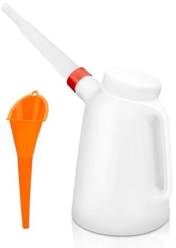 2 Quart Oil Jug, Oil Measuring Container Automotive and Flexible Oil Funnel Set Oil Dispenser Automotive Motor Oil Container with Lid and Cap for Automotive Oil Change