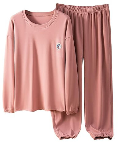 Tute Calde da Casa da Donna, Pantaloni Casual a Maniche Lunghe, Pigiami da Casa, Vestiti da Casa con Scollo Rotondo, Set Pigiama Tuta Completa da Donna 2 Pezzi Elegante Set di Pantaloni