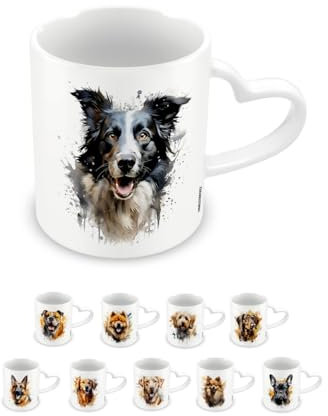 Pyramid International, Border Collie Mug, Coffee and Hot Chocolate Ceramic Mug, Heart Shaped Handle, Love My Dog Collection, 11oz / 315ml, One Size, White