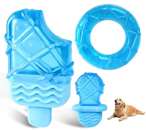 panemy Juguete para Masticar Resistente para Perros, 3 Juguetes para Congelar para Cachorros en Verano, Material TPR Seguro para Perros Pequeños y Medianos