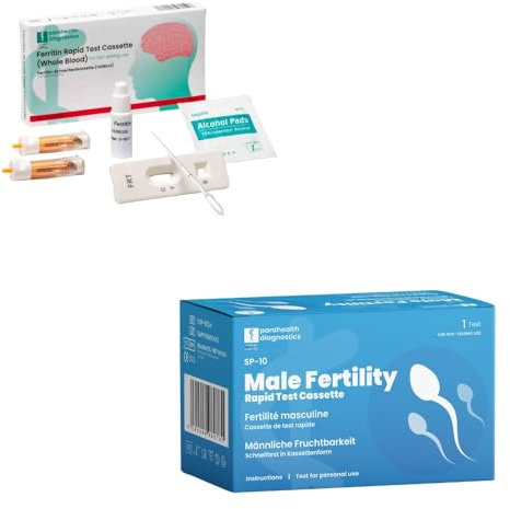 parahealth Kit de test de santé pour homme : fertilité et carence en fer (ferritine) - Test rapide pour la qualité du et le statut du fer, analyse en laboratoire incluse, utilisation à domicile