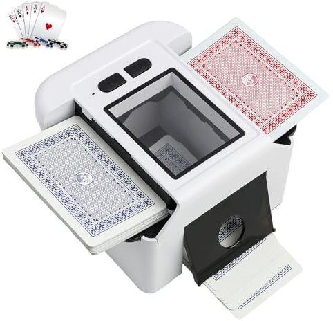 Swiftctrl Elektrischer Kartenmischer mit 2000mAh Akku – Automatisch & Manuell, Geräuscharm, Einstellbare Kartenführung, Für 1–2 Kartendecks, Kompatibel mit Poker, UNO, Skat, Bridge, Blackjack