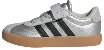 adidas Unisex Kids VL Court 3.0 Hook and Loop Shoes Kids, Silver met./core Black/LGH Solid Grey, 2.5 UK