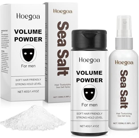 40g Haarpuder & 100ml Sea Salt Spray Set, Styling Powder und Volumen Puder Haare mit Matt Effekt, Farbloses Stylingpuderfür Männer aller Haartypen