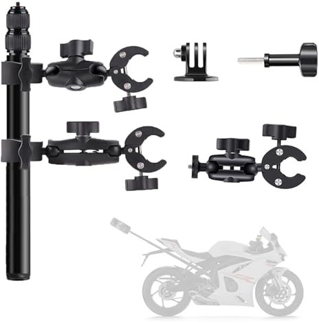 RATSTONE Für Insta 360 Motorrad Halterung,Für Insta 360 x4 Motorrad Bundle,360-Grad-Drehung,Double Clamp,Aluminiummaterial,Doppelte Stabilität,Für One Rs,Für Ace,Ace Pro