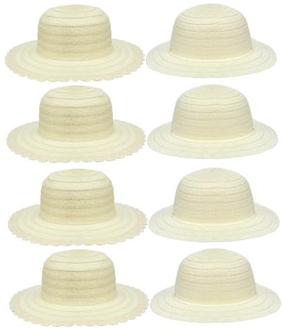 CLISPEED 8Pcs Plain Straw Hats for DIY Painting Crafts Creative Blank Sun Hats for Boys for Arts Crafts Activities Birthday Parties and Imaginative Play