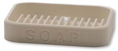 Modern Soap Dish, Bathroom Sink Holder with Drainage, 10.5 x 7 x 2 cm (Matte White)