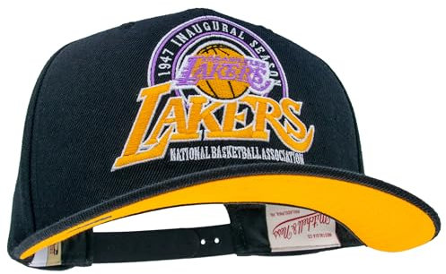 Mitchell & Ness NBA Inaugural Team Pro Crown Snapback - Gorra ajustable para hombre, mujer, niños, unisex, primavera, verano, otoño, invierno, LOS ANGELES LAKERS - Negro, Talla única
