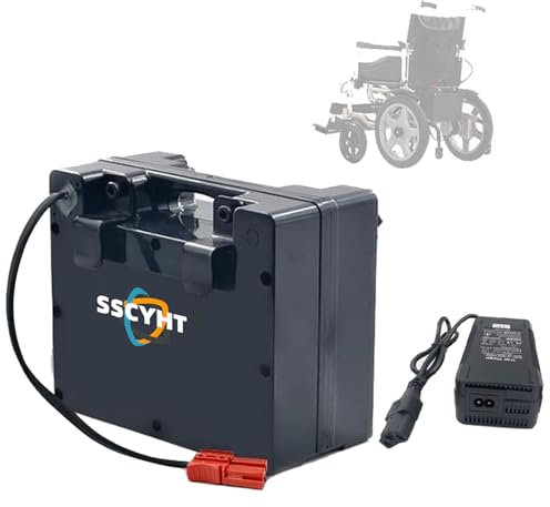 SSCYHT 24v30ah, Batterie Lithium 24 V pour Fauteuil Roulant électrique 24V 10Ah, 12Ah, 15Ah, 18Ah, 20Ah, 25Ah, 30Ah, 35Ah, 40Ah, 45Ah, 50Ah, Batteries Li-ION de Remplacement avec Chargeur