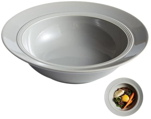 VERDANVERSE Assiette Creuse Pasta Polyvalente Porcelaine Style Scandinave Design Créatif pour Pâtes Salades et Entrées Usage Maison et Restauration Gris