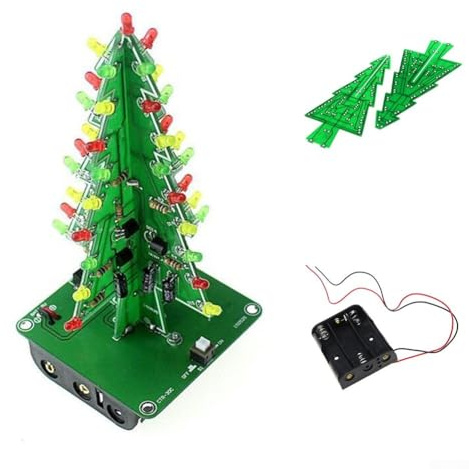 Jotekonoby 3D-LED-Blinkender Weihnachtsbaum, elektronisches Schaltungs-Set, DIY-Lernset mit USB-Stromversorgung für Feiertagsdekorationen (3-farbiger Weihnachtsbaum)