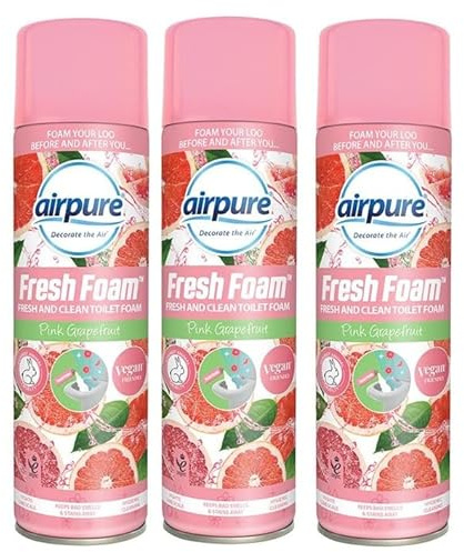 Airpure Fresh Foam Mighty Mousse Bathroom & Toilet Cleaner (3 x 500ml) (Pink Grapefruit x3)