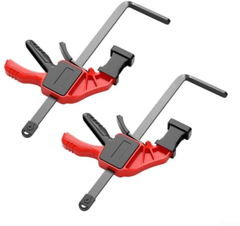 Track Saw Clamp F-Type Guide Rail Holder for Circular Saw Tracks, 90kg Clamping For Force with Quick-Release, Carbon Steel Rods and Protective Tips, Compatible with 12x8mm(upgraded)