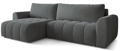 Masseno Ecksofa MODARO CL mit Schlaffunktion L-Form, Klassisch Sofa mit Bettkasten, Wohnzimmersofa, Couch, Soffa, Bettsofa, Couchgarnitur - Grau, Castel 93