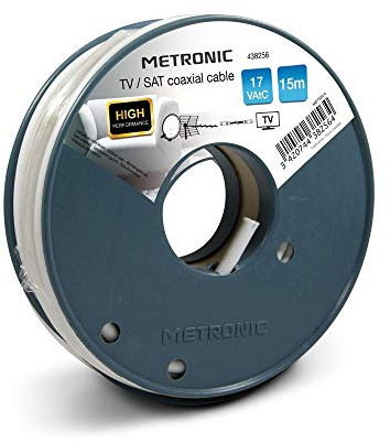 Metronic 438256 Câble coaxial TV/Sat 17 VAtC 15 m Blanc