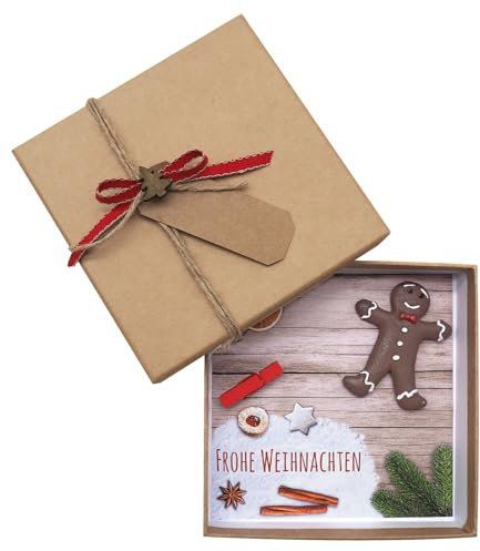 ZauberDeko Geldgeschenk Verpackung Weihnachten Lebkuchenmann Rot Natur Geschenk Gutschein