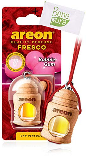 Areon Auto-Lufterfrischer Parfüm Fresco 4 ml - Kaugummi Duft - Flasche hängend Diffusor mit natürliche Holz Cover, Langlebig