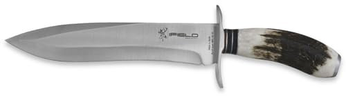 iFIELD EL29012 Coltello Multifunzionale per la Caccia, la Sopravvivenza e Le Escursioni all'aperto, Acciaio Inossidabile 7Cr17 e Corno di Cervo con distanziali in Pelle