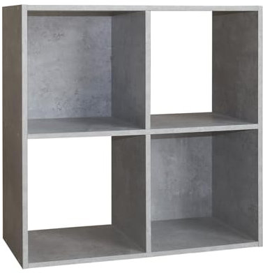 HTI-Line Regal Thekla 6060 Bücherregal CD Regal Wandpaneel Raumteiler Standregal Vitrine aus Holz Aktenregal Universal Beton