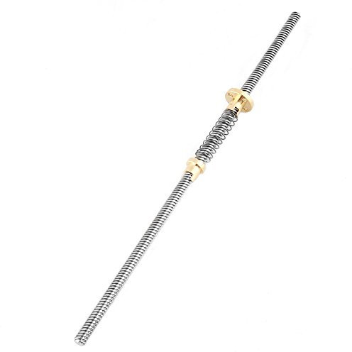 Accessori per stampanti 3D T8 Vite trapezoidale Vite Piombo Vite a Cilindrica con Asta Filettata e Dado con Dado Caricato a Molla Anti-gioco per Stampante 3D (300mm)