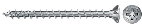 fischer PowerFast II RZF 4,0 x 40, Spanplattenschraube (500 Stk.) mit Vollgewinde, Linsensenkkopf mit Kreuzschlitz, Schraube für Holzverarbeitung, reduziert Einschraubwiderstand & Einschraubzeit