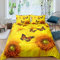 Loussiesd Sonnenblume 3 Teilig 200x200 cm Bettwäsche Set Blume floral Schmetterling Gelb Microfaser Bettbezug Set für Kinder Mädchen Warm Antiallergisch Betten Set mit 2 Kissenbezug 80x80 cm