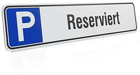 Betriebsausstattung24 Aluminium- Verbundplatte Parkplatzschild „Reserviert“ - Aluverbundplatte - Kennzeichen-Format - B x H 52,0 x 11,0 cm