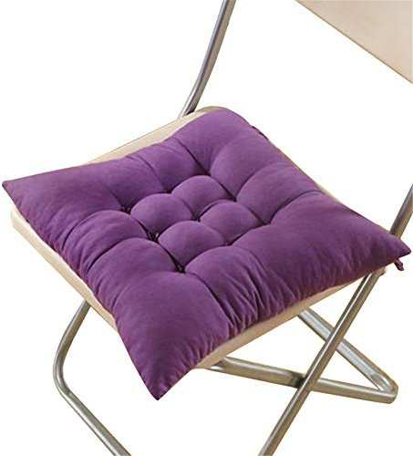 HotYou Sanft Basic Sitzkissen, Stuhlkissen mit Bändern - für Innen- und Außenbereich geeignet, Sitzpolster Auflage für Haus und Garten,Dunkelviolett,40 * 40CM