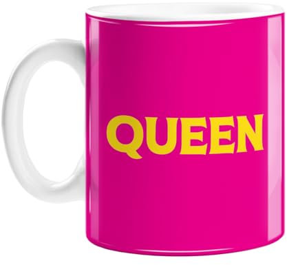LEMON LOCO Queen Mug | Bright Pink and Yellow, LGBTQ+ Statement Mug for Drag Queen, Mum, Bestie, BFF, Best Friend for Birthday, Hen Do Or Housewarming