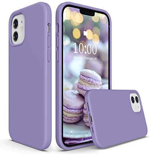 SURPHY für iPhone 12 Mini Hülle Silikon, Handyhülle iPhone 12 Mini Case 5,4 Zoll aus Premium Flüssigsilikon, Schutzhülle mit weiches Mikrofaser-Futter, Lila