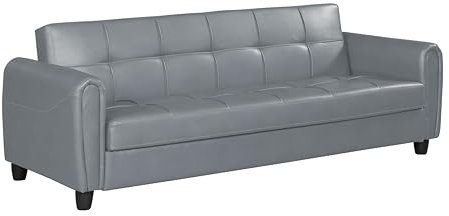 Visco Therapy Zinc 3 Seater Faux Leather Sofa Bed with Hidden Storage (Grey)