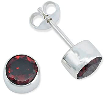 Ohrstecker 925 Silber Granat roter Stein Edelstein Ohrringe echt Silber Damen Sterling Silber Stecker Geschenk(MOS-038-52)