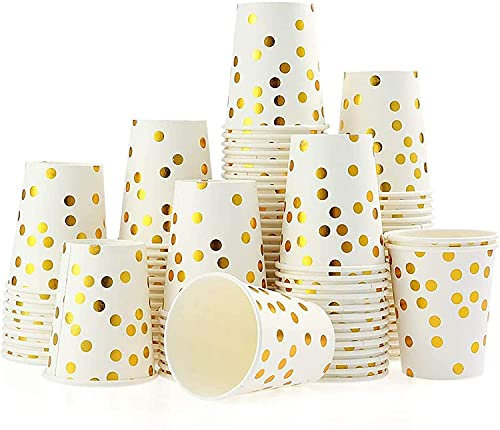 Esyauto - 100 Stück/Set 250 ml Einweg-Pappbecher für Party, Geburtstag, Hochzeit.