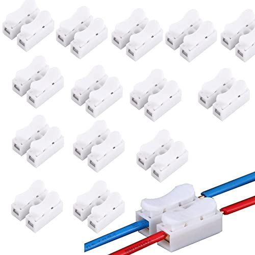 100 Stück 2P CH-2 Lüsterklemmen Steckbar Kabel, Schnellverbinder Kabelverbinder LED Elektrische Drahtverbinder LED-Lichtleiste Kein Löten Schweißen Schnellkabel Draht