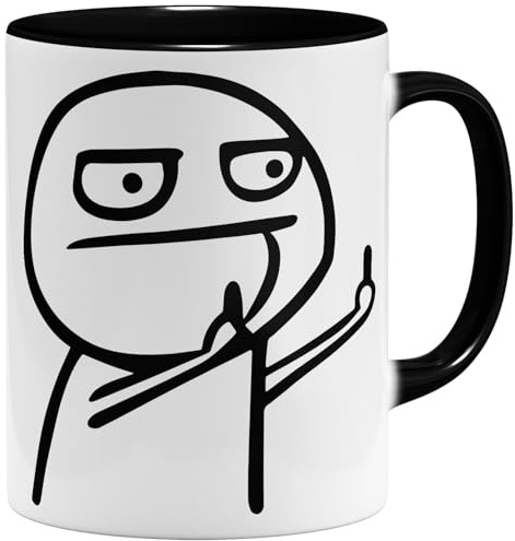 OM3 Internet Troll Flip Off Meme - Tazza da caffè con dito medio, in ceramica, 325 ml, stampa su entrambi i lati, colore: Nero