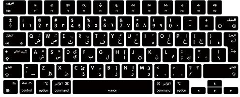 MiNGFi Silicone Arabic Keyboard Cover for MacBook Pro/Max 14&16 M1-M4(A3112 A3401 A3185 A2485 A2780 A2991 A3403 A3186) Air 13,6&15,3 M2-M4(A3113 A3240 A2941 A3114 A3241) EU/ISO Layout - Black