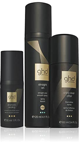 ghd Pack Cabello Liso: Straight on Spray de Alisado + Dramatic Ending Serum de Acabado + Shiny Ever After Spray Potenciador de Brillo